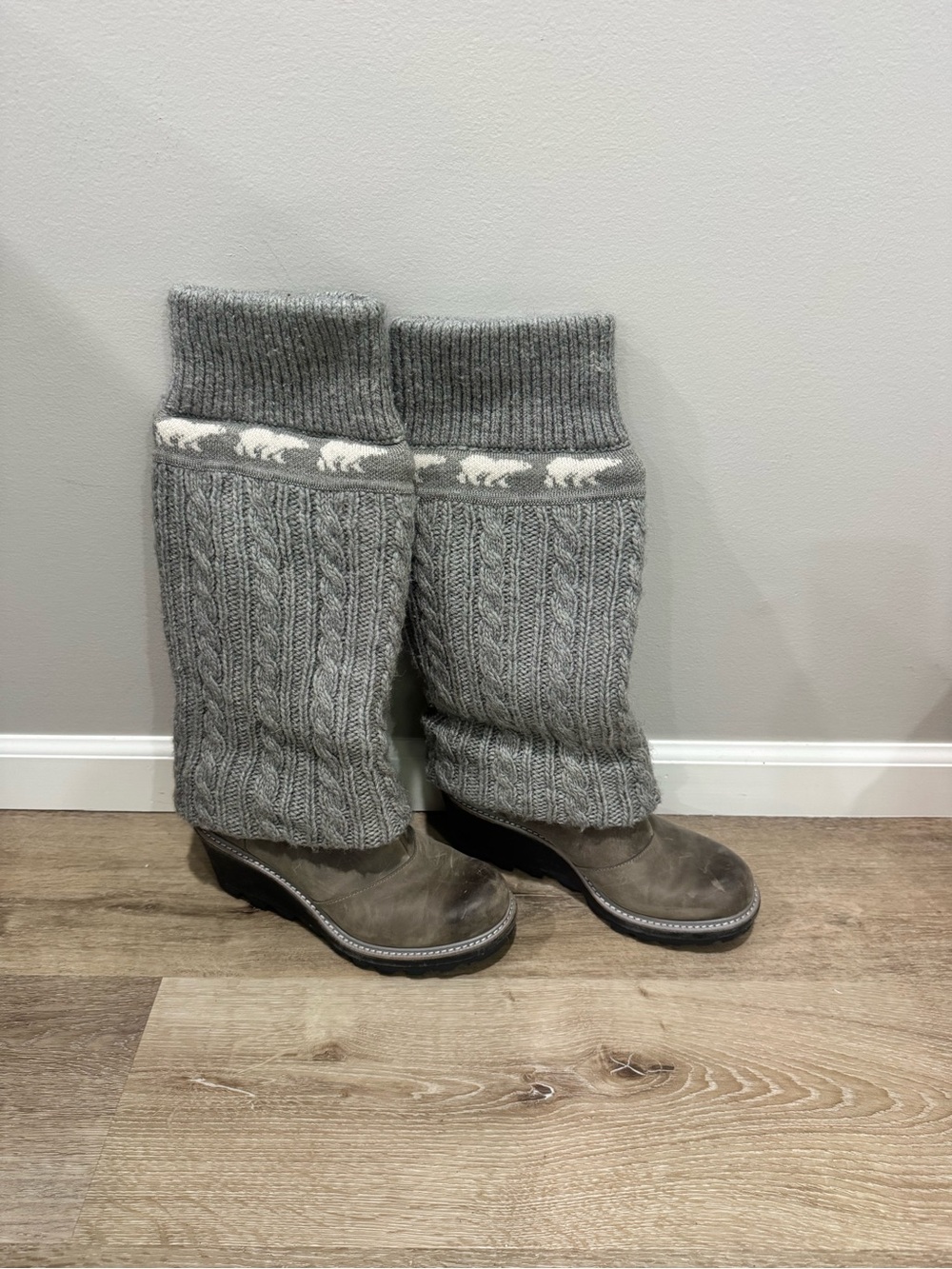SOREL Crazy cable sweater wedge boot